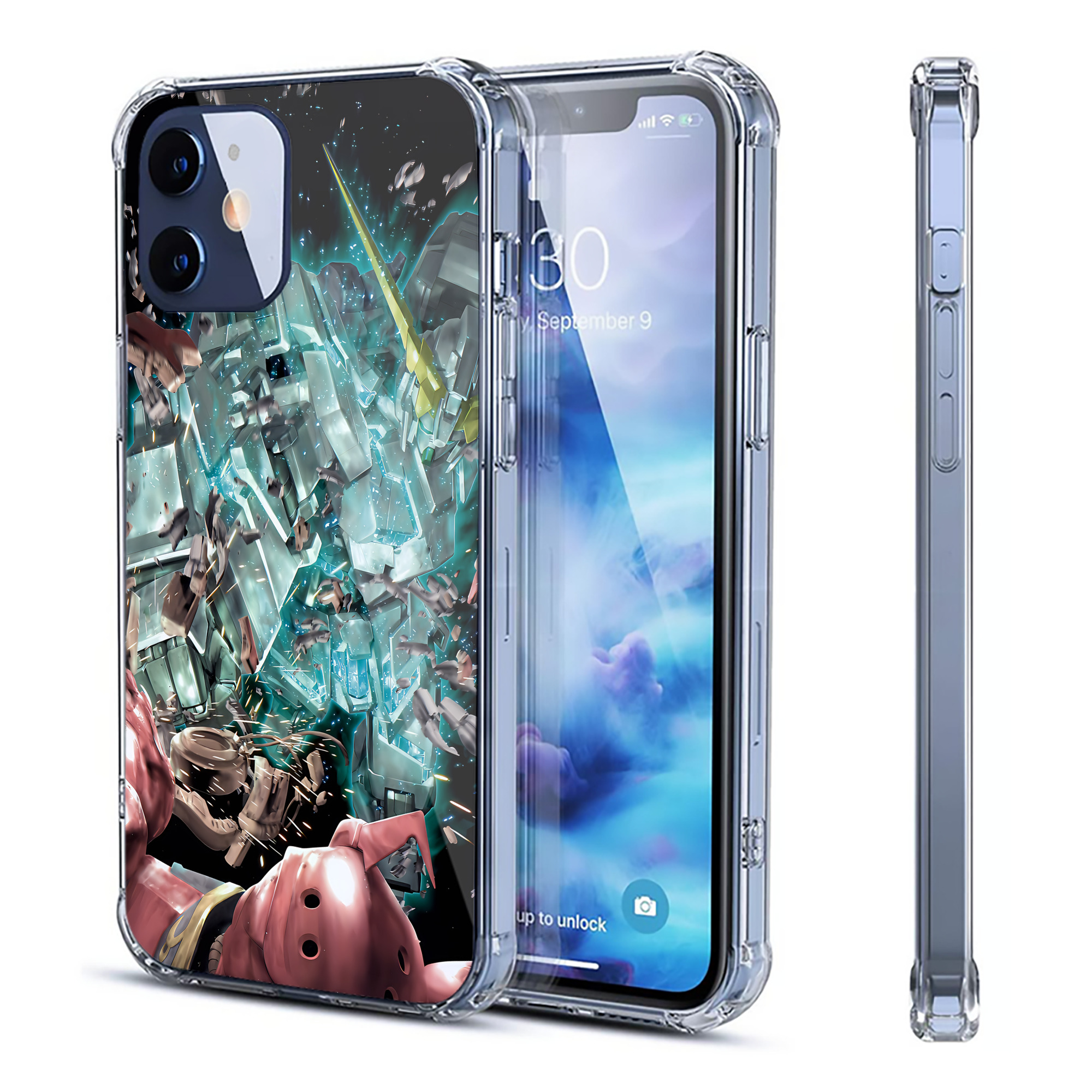 （画像用） 機動戦士ガンダム Mobile Suit Gundam 【iPhone 12シリーズ対応】透明スマホケース（クリアソフトケース）